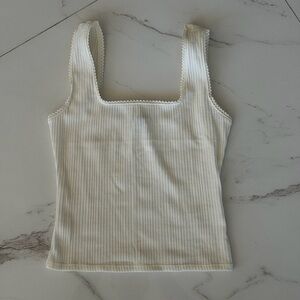 Express Ivory Ribbed Tank Top